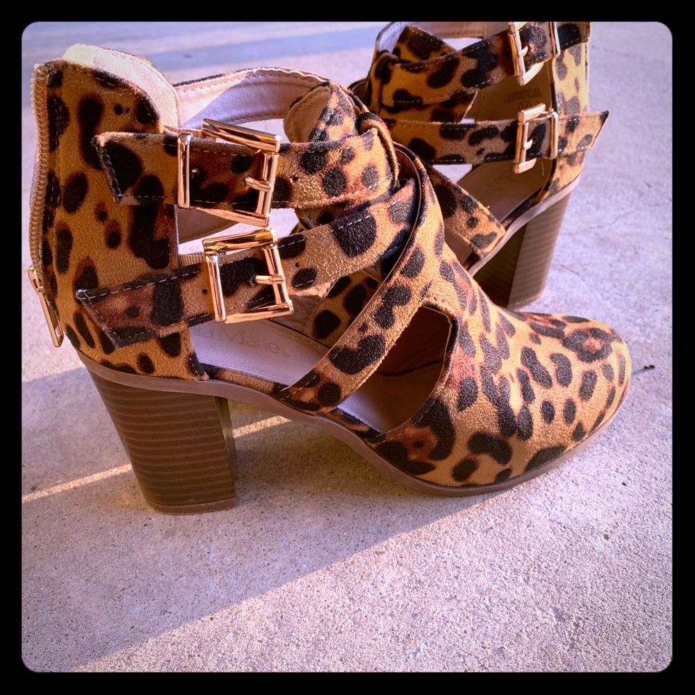 Animal print booties